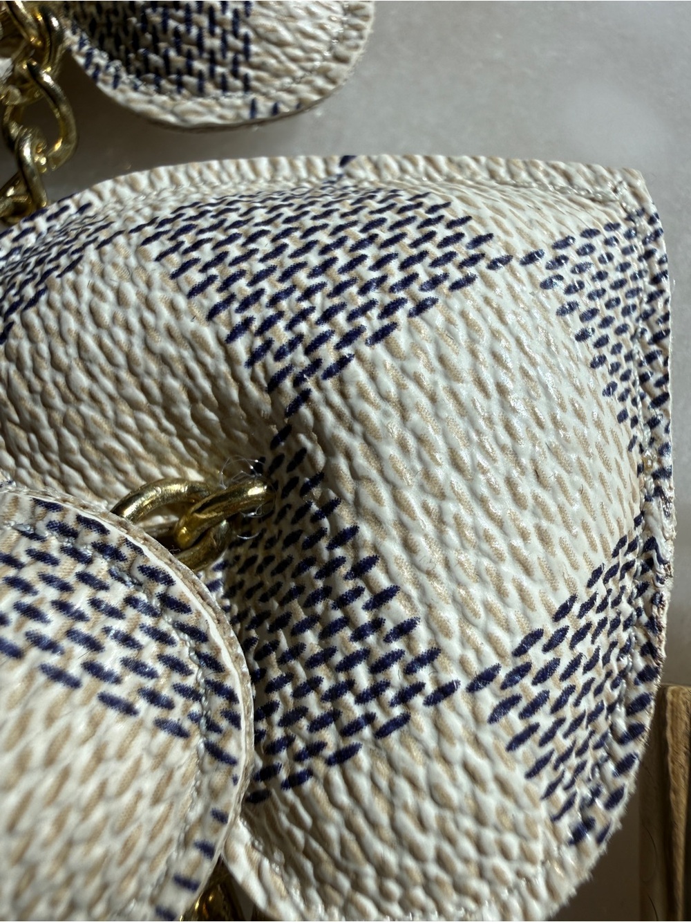 Louis Vuitton Vintage Lock & Key Upcycled Damier Azur 3-Heart BagCharm KeyHolder - Picture 10 of 14